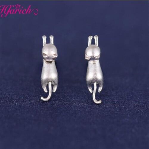 Fashion Silver Color Animal Cute Tiny Cat Dog Stud Earrings for Women Elegant Wedding Jewelry pendientes mujer moda 2021 Brincos