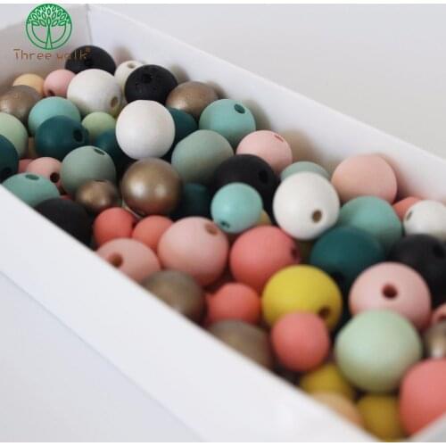 50pcs/Lot Newest Round Wooden Beads Pastel Color Loose For DIY Decoration Jewelry Eco-Friendly
