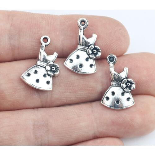 Newest 20Pieces 20*13mm Mixed Alloy Antique Silver Color Pretty Dress Charms Necklace Pendant Accessory For DIY Jewelry Making