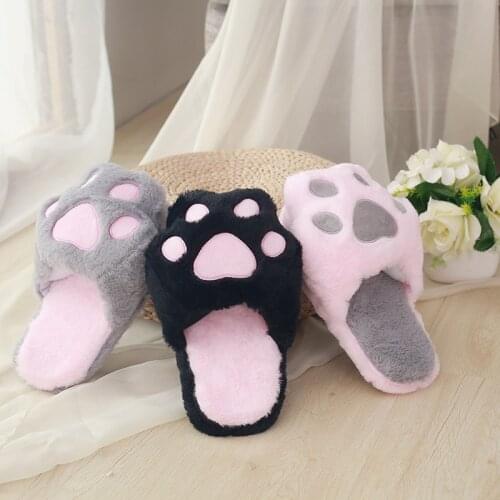 New Plush Funny Fabric Paw Slippers Cute and Cute Cartoon Home Cotton Slippers Kawaii Slippers 2021