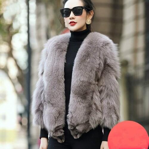 Clothes Real Fox Fur Plus Size Jacket Autumn Winter Coat Women Korean Vintage Short Coats Chaqueta Mujer MY1016