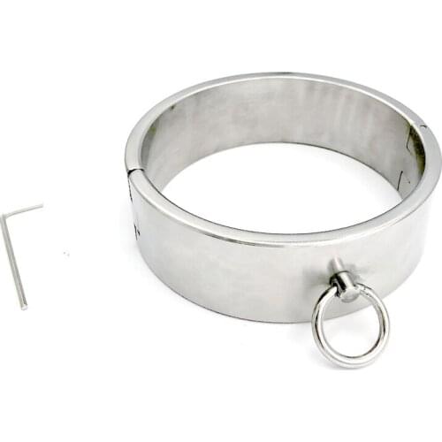 4cm High 304 Stainless Steel Neck Collar Restraints Chastity Belt BDSM Lockable Choker Adult Games Sex Product For Women Man