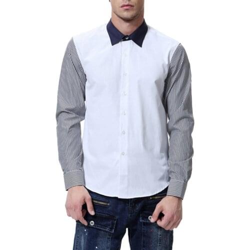 Pop New Fashion Mens Shirts Autumn Patchwork Striped Long Sleeve Shirts For Every Occasion Camisa Masculina Big Size 5XL