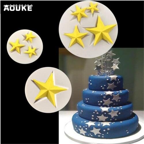 Aouke Star Shape Silicone Mold Epoxy Resin DIY Cake Baking Decoration Fondant Cake Chocolate Mold Star Decoration Silicone Mold