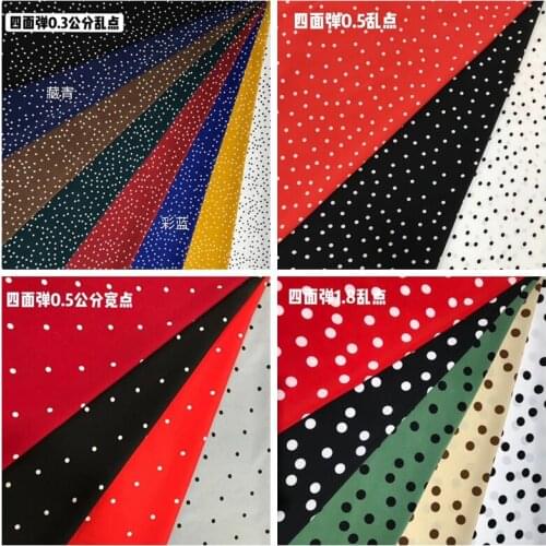 Spandex Micro Elastic Polka Dot Cloth Clothing Fabric Thin Soft Irregular Dotted Dress Handmade Fabric/1 M