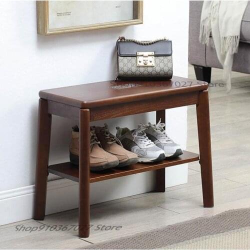 Sit-on Shoe-changing Stool Solid Wood Storage Stool Storage Stool Shoe Rack Door American Simple Shoe Stool Shoe Cabinet