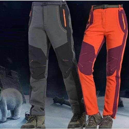 Thick Warm Fleece Soft Shell Pants Outdoor Waterproof Windproof Hiking Trekking Fishing Camping Climbing Trousers Unisex X538D