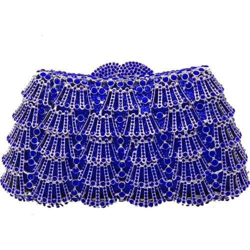 Blue/Silver Crystal Evening Clutch Bags For Women 2019 New Arrival Handbag Hollow Out Fashion Ladies Party Clutches Dinner Purse
