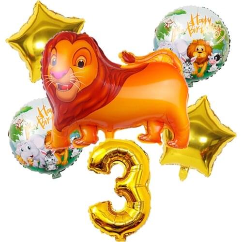 Lion King Shape Simba Aluminum Film Balloon Childrens Birthday Party Grand Event Decoration Balloon Combination Baby Shower