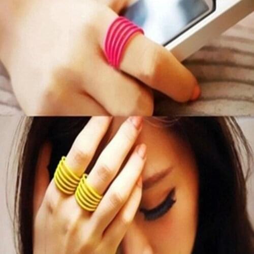 1 piece of European American hot candy color fluorescent color ring spiral spring personality joint ring wholesale