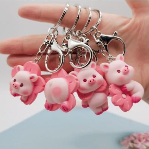 1Pc Cartoon Cute Cherry Pig Keychain Flower Flashlight Keychains Jewelry Pendant for Woman Bag Car Key Ring Jewelry Lanyard Gift