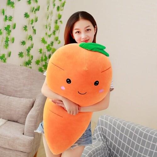 1pc 95cm big size simulation smile face carrot plush pillow stuffed with down cotton super soft cushion for kids birthday gift