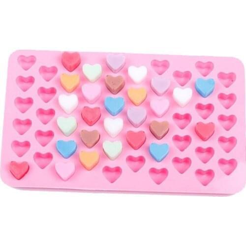 2Pcs DIY Ice Cream Mold Pink Love Heart Multifunctional Environmental Protection Food Silicone 55Grid Mini Cookie Chocolate Mold