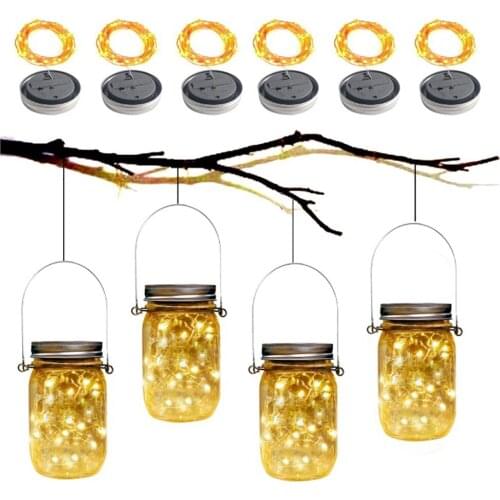 1PCS LED Solar Fairy Light For Mason Jar Lid Garden Decor Christmas Lights Outdoor Wedding Decor Decorative Led Lamps no jars