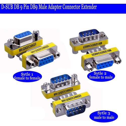 10pcs/lot RS232 D-SUB DB 9 Pin DB9 Male to Male or Female to Female Adapter M/M Connector Extender MINI Gender Changer