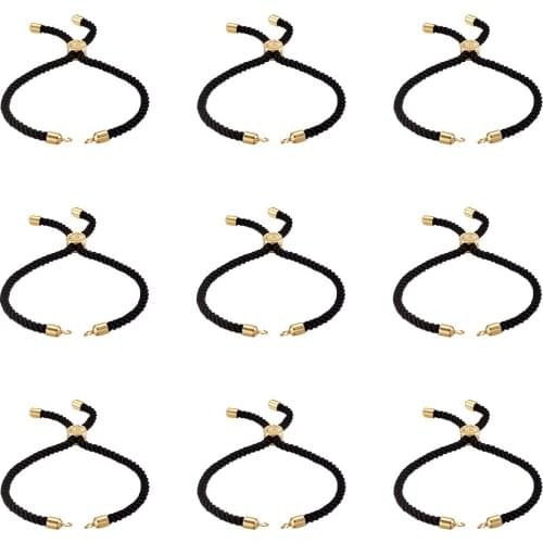 10Pcs Nylon Twisted Cord Adjustable Slider Bracelet Making Slider Charm Link Rope for DIY Handmade Jewelry Making Accessories