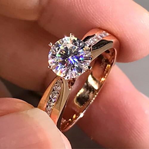 10K Au417 Rose Gold Women Ring Moissanite Diamonds 1 2 3 4 5 Carat Round Wedding Party Engagement Anniversary Ring Trendy