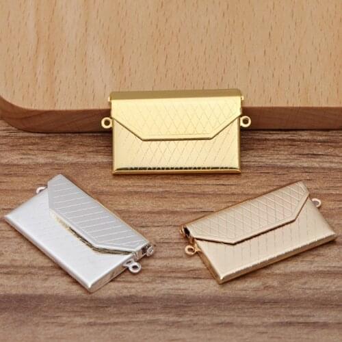 2pcs/lot 32x38mm Envelope Album Box Hollow Mesh Wallet Shape Photo Locket Pendant Charms for DIY Memory Necklace Jewelry Making