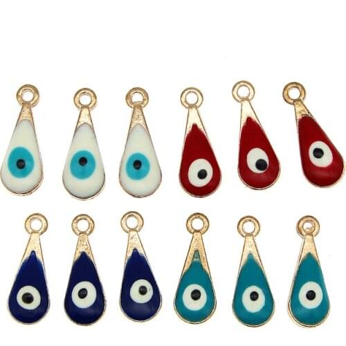 20pcs/lot Turkish Blue Eye Alloy Water Droplets Demon Eye Enamel Charms For Metal Earrings Bracelet DIY Jewelry Makings Findings