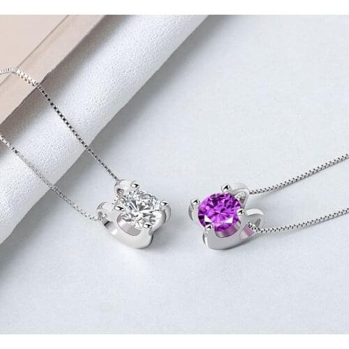 2021 New Style 925 Silver Clavicle Female Necklace Fashion High-end Inlaid AAA Zircon Square Classic Simple Pendant Female