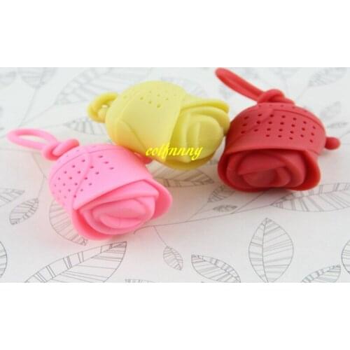 300pcs/lot Silicone Rose Tea Infuser Tea Strainer Rose Strainer Silicone Teabag Leaf Holder Drinking Tools