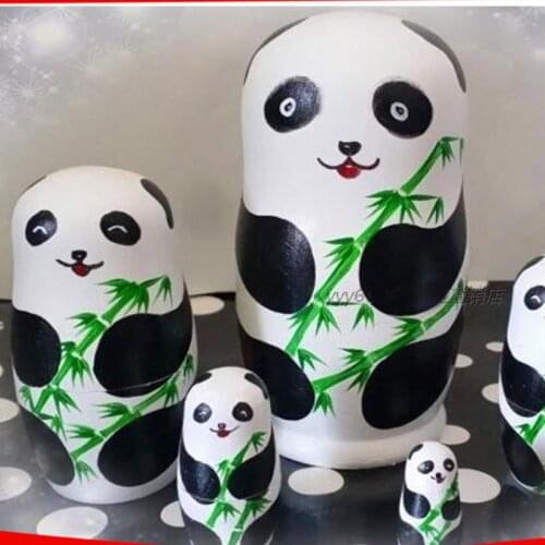 5 Layer Panda Russian Nesting Dolls High Quality Dry Basswood Matryoshka Dolls DIY Wooden Education Toys L50 Hobbies