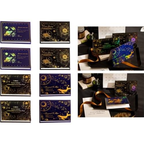 8Pcs Blank Cards and Envelopes Gold Foil Luxury Greeting Cards Seal Cardstock for Home Kids Birthday Baby Showers