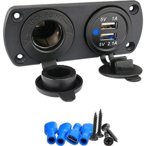 Car cigarette lighter socket splitter charger 12V Boat Marin Car Cigarette Adapter Charger + Fixed Board Car Power Supply usb