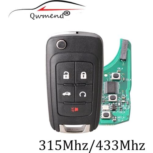 Car Remote Key 5 Buttons Flip Car Key for Chevrolet Camaro Cruze Equinox Impala Spark Volt 433mhz ID46 Chip for Chevrolet Keys