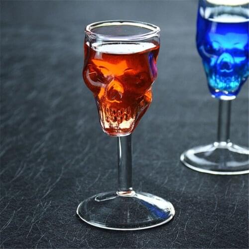 2pcs/Lot 75ML Wine Glass Funny Skull Goblet Shot Glass Cup Wine Glass for Drinking Beer Whiskey Cocktail Halloween Wedding Gifts