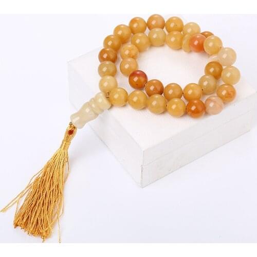 Natural Muslim Rosary 33 beads bracelet real jade stone bracelets Obsidian crystal malachite bangle