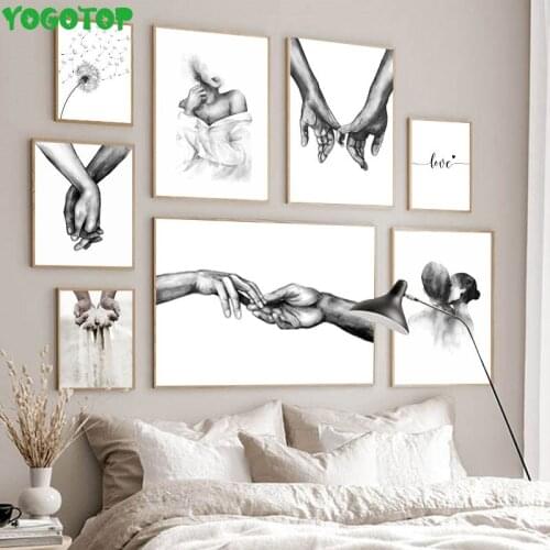 Black White Romantic Hand In Hand Diy diamond painting Love Quotes Fashion diamond embroidery Wall Art Couples Lovers YY5000