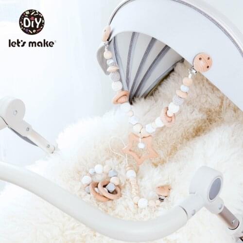 Lets Make Baby Bed Hanging Rattles Toys Crochet Beads Pacifier Chain & Nursing Bracelet & Pacifier Chain Star Baby Rattle Set