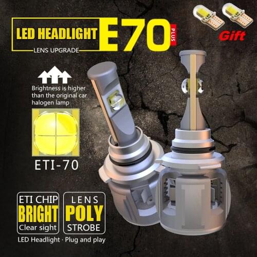 E70 Car LED Headlight Bulbs ETI70 Hir2 H11 H1 9005 9006 D1S D2S D3S D4S 9012 H8 H9 Turbine Fan Automotivo Front Fog Light Lamp