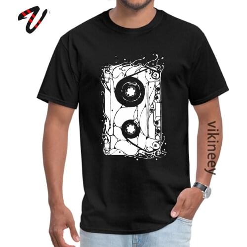Autumn Streetwear Vintage Cassette T-Shirt Tape Music Normal Short Sleeve 2019 Round Collar All Cotton Tops T Shirt Printed Men