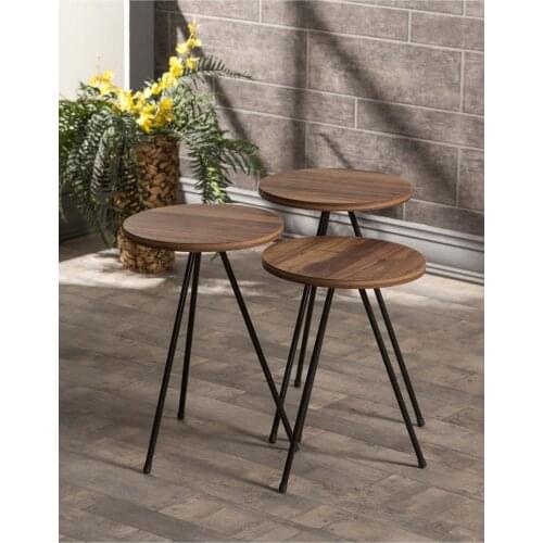 Coffee Tables Triple Set Creative Round Nordic Wood Coffee Table Bed Sofa Side Table Tea Fruit Snack Service Plate Tray Small