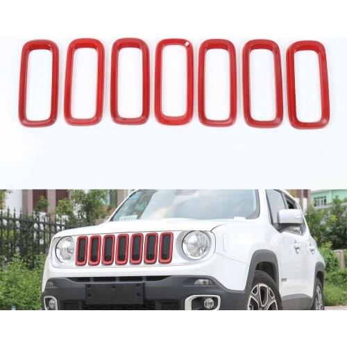 ABS Car Front Grille Cover Trim Ring Kit 7pcs/set Frame Decoration For Jeep Renegade 2015 2016 Car Styling