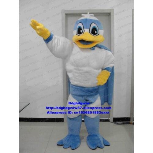 Blue White Muscle Duck Duckling Mascot Costume Adult Cartoon Character Outfit Suit Preschool Education COSPLY Role-play zx408