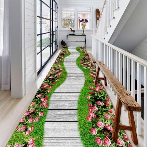 3D Flowers Plant Balcony Area Rug Kitchen Kids Crawling Play Mat Doormat Corridor Bedroom Rug Home Living Room Carpet