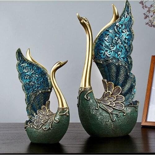 Creative European Style Swan Wine Cabinet Tv Cabinet Home Living Room Office Decoration Resin Lovers Crafts Decoration
