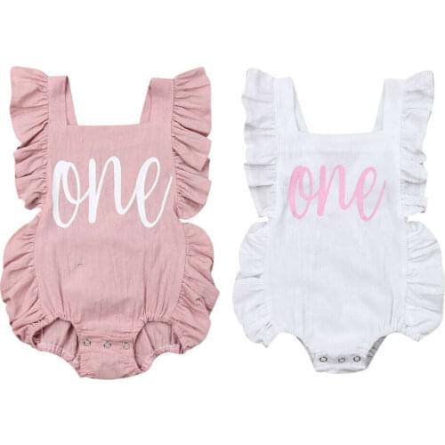 Summer Newborn Baby Girl Ruffles Sleeveless Backless Cotton Romper Jumpsuit One Pieces Summer Clothes
