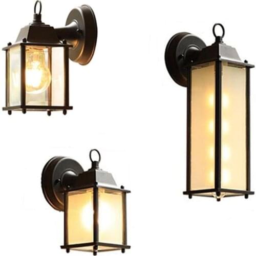 Minimalist E27 Wall Lamp,Outdoor Waterproof Wall Light,AC90-260V Glass Courtyard Garden Porch Corridor Lights Retro Wall Sconces