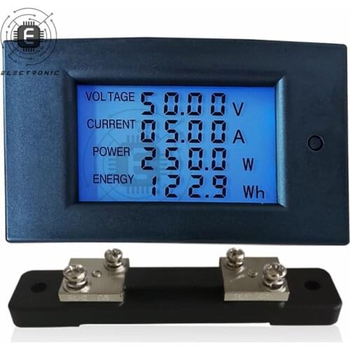 DC 7.5-100V 100A 50A 20A Voltage Current Power Meter Multifunctional Power Monitor Voltage Power Alarm Function With Shunt