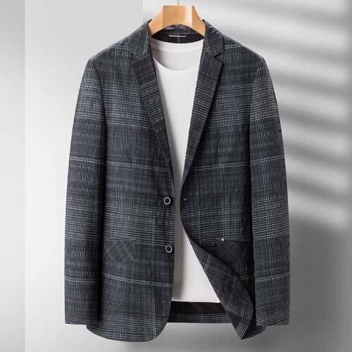 2021 Spring And Autumn Male Blazer Luxury Single Breasted Plaids Business Casual Mens Blazer Fashion Slim Fit Man Blazer 4XL