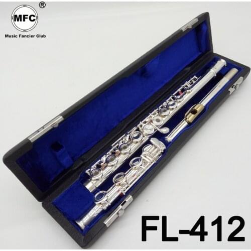 Music Fancier Club Intermediate Standards Flute FL-412 Student Flutes Gold Plated Lip Plate 17 Holes Open Closed Hole With Case