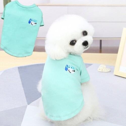 Soft Pet Clothes Dog Sweatshirt Hoodies Embroidery DOG Pattern O-neck Pullover Short Sleeve Sweatshirt Hoody For Small Dogs 2021