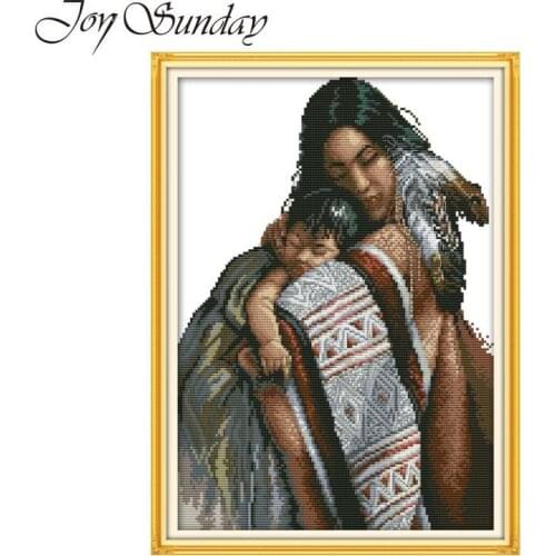 Joy Suanday Cross Stitch Patterns Counted Mother and Daughter 14CT 11CT DMC Thread Aida Handwork Embroidery Kit Needlework Sets