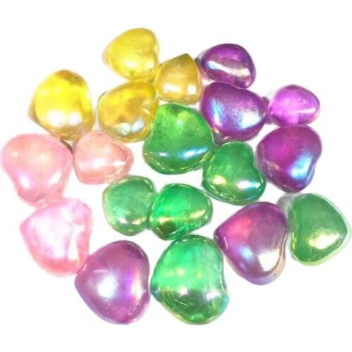 Natural crystal aura clear quartz heart precious stones for decoration