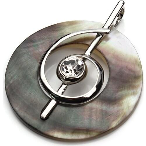 New Crystal Music Symbol Shape Natural Round Locket Mother of Pearl Shell Pendant Beads for DIY Jewelry Findings Making F1118