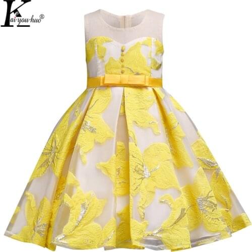 KEAIYOUHUO Summer Girls Dress High Quality 2021 Birthday Party Flower Girl Dress Elegant Princess Kids Dresses For Girls Clothes
